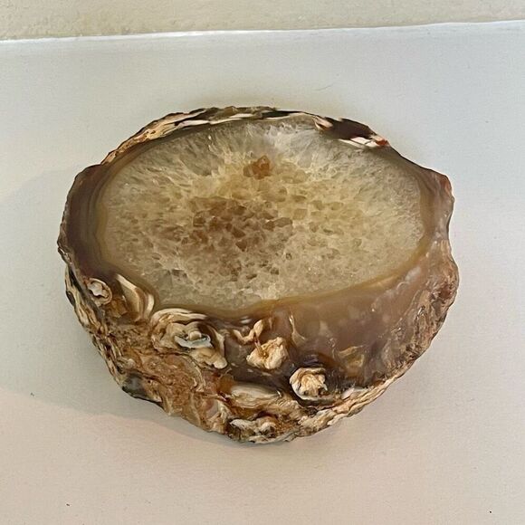 Large Estate Brown Stone Agate Geode Crystal Polished Slice Over 2 Pounds - Picture 5 of 6